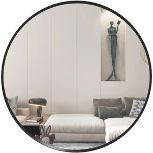 HOMCOM Black 61cm Round Wall Mirror - Decorative Bathroom & Room Decor HOMCOM Black 61cm Round Wall Mirror - Decorative Bathroom & Room Decor