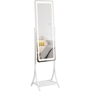 HOMCOM Full Length Dressing Mirror with LED Lights - Adjustable Colour Temp - Storage Shelf HOMCOM Full Length Dressing Mirror with LED Lights - Adjustable Colour Temp - Storage Shelf