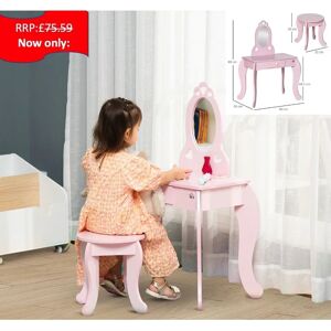 Homcom Kids Vanity Set with Mirror and Stool - Unicorn-Designed Homcom Kids Vanity Set with Mirror and Stool - Unicorn-Designed
