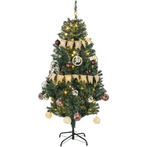 HOMCOM 5' Artificial Prelit Christmas Tree - LED Lights, Decorations, Banner HOMCOM 5' Artificial Prelit Christmas Tree - LED Lights, Decorations, Banner