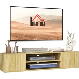 HOMCOM Wall-Mounted TV Stand for 60 Inch TVs - Natural Wood Effect HOMCOM Wall-Mounted TV Stand for 60 Inch TVs - Natural Wood Effect