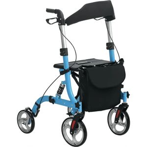 HOMCOM 4 Wheel Rollator - Lightweight Folding Mobility Walker - Blue HOMCOM 4 Wheel Rollator - Lightweight Folding Mobility Walker - Blue