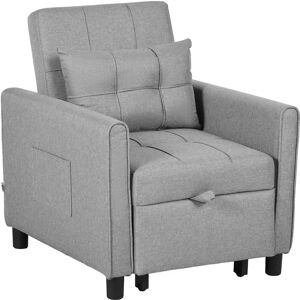 Homcom Light Grey 3-In-1 Convertible Chair Bed - Sofa Bed Homcom Light Grey 3-In-1 Convertible Chair Bed - Sofa Bed