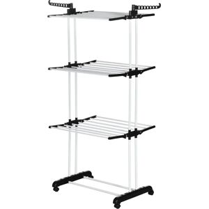 HOMCOM Foldable Clothes Drying Rack - 4-Tier Steel Garment Laundry Rack with Castors HOMCOM Foldable Clothes Drying Rack - 4-Tier Steel Garment Laundry Rack with Castors