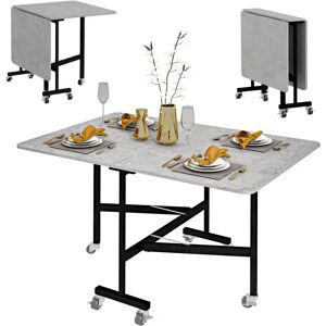 HOMCOM Grey Drop Leaf Dining Table - Space Saving Folding Kitchen Table with Metal Frame HOMCOM Grey Drop Leaf Dining Table - Space Saving Folding Kitchen Table with Metal Frame