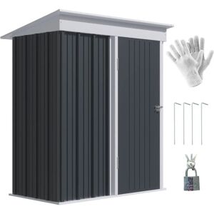 Outsunny Dark Grey Steel Garden Shed - 5x3 Lean-to Storage Outsunny Dark Grey Steel Garden Shed - 5x3 Lean-to Storage