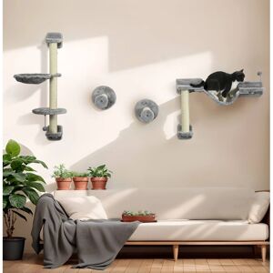 PawHut - Cat Wall Furniture - Grey - Cat Furniture PawHut - Cat Wall Furniture - Grey - Cat Furniture