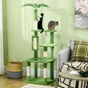 PawHut 142cm Cat Tree Tower - Scratching Post, Hammock, Platforms, Green PawHut 142cm Cat Tree Tower - Scratching Post, Hammock, Platforms, Green