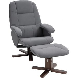 HOMCOM Grey Swivel Recliner Chair with Footstool - Recliner Chair HOMCOM Grey Swivel Recliner Chair with Footstool - Recliner Chair