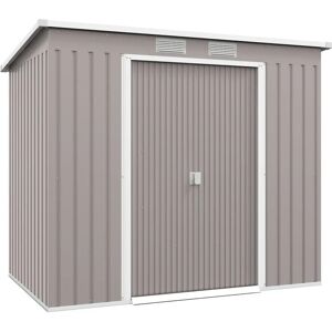 Outsunny 7 x 4ft Metal Garden Storage Shed - Storage shed, Grey, 7x4ft, Double door, Ventilation Outsunny 7 x 4ft Metal Garden Storage Shed - Storage shed, Grey, 7x4ft, Double door, Ventilation