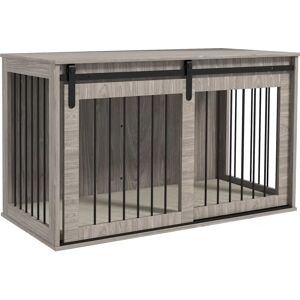 PawHut Dog Crate Furniture - XL Dogs - Walnut, Grey PawHut Dog Crate Furniture - XL Dogs - Walnut, Grey