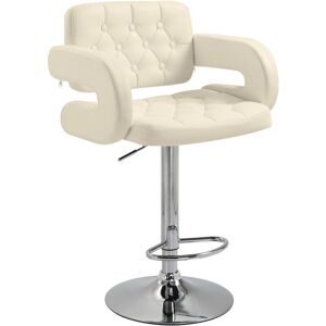 Homcom Adjustable Height White Leather Bar Stool - Bar Stool Homcom Adjustable Height White Leather Bar Stool - Bar Stool