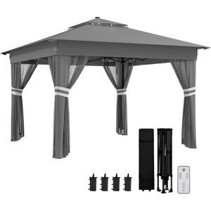 Outsunny 3x3m Pop Up Gazebo - Solar LED Lights, Netting Outsunny 3x3m Pop Up Gazebo - Solar LED Lights, Netting
