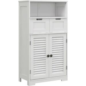 kleankin White Freestanding Bathroom Storage Cabinet - Bathroom Storage Cabinet, Small Bathroom Cabinet with Louvred Doors kleankin White Freestanding Bathroom Storage Cabinet - Bathroom Storage Cabinet, Small Bathroom Cabinet with Louvred Doors