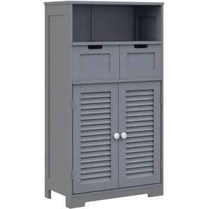 Kleankin Grey Bathroom Storage Cabinet - Small with Louvred Doors Kleankin Grey Bathroom Storage Cabinet - Small with Louvred Doors