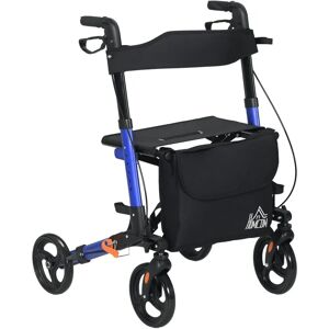 Homcom Blue 4-Wheel Rollator with Seat & Storage - Mobility Walker Homcom Blue 4-Wheel Rollator with Seat & Storage - Mobility Walker