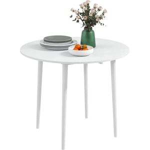 HOMCOM White Foldable Round Drop Leaf Dining Table - Dining Table HOMCOM White Foldable Round Drop Leaf Dining Table - Dining Table