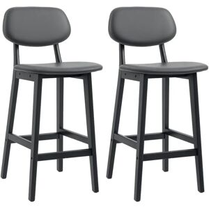 HOMCOM Dark Grey PU Leather Bar Stools Set of 2 HOMCOM Dark Grey PU Leather Bar Stools Set of 2