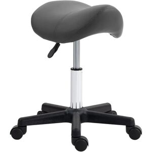 HOMCOM Grey Adjustable Rolling Salon Stool - Steel, 48x47x57cm HOMCOM Grey Adjustable Rolling Salon Stool - Steel, 48x47x57cm