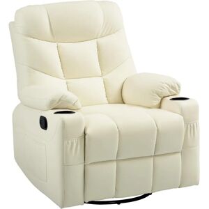 HOMCOM Cream Upholstered Recliner Chair with Footrest - Recliner Chair HOMCOM Cream Upholstered Recliner Chair with Footrest - Recliner Chair