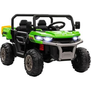 HOMCOM Green 12V Two-Seater Kids Electric Ride-On Car - Ride-On Car HOMCOM Green 12V Two-Seater Kids Electric Ride-On Car - Ride-On Car