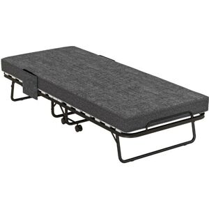 Homcom Steel Frame Folding Bed - Portable, Black/Grey - Single Homcom Steel Frame Folding Bed - Portable, Black/Grey - Single