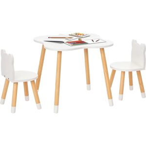 HOMCOM Kids Table and Chairs Set - Bear-Shaped, White HOMCOM Kids Table and Chairs Set - Bear-Shaped, White