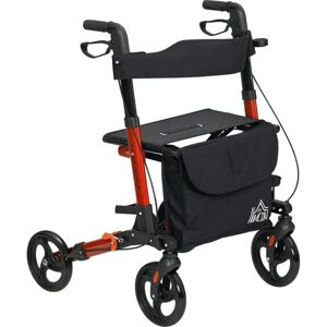Homcom 4 Wheel Rollator Walker - Adjustable Mobility Walker - Red Homcom 4 Wheel Rollator Walker - Adjustable Mobility Walker - Red
