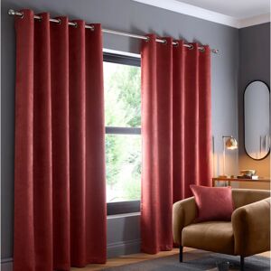 Fusion Strata Terracotta Semi-plain Dimout Eyelet Curtains - Curtains Fusion Strata Terracotta Semi-plain Dimout Eyelet Curtains - Curtains