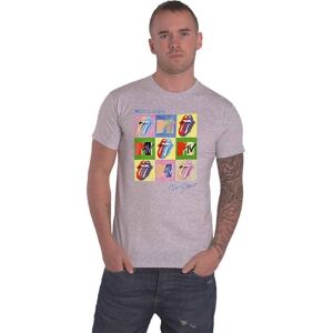 Grå XXL Rolling Stones T-shirt - Officiella Warhol-Quadrater Grå XXL Rolling Stones T-shirt - Officiella Warhol-Quadrater