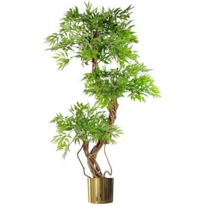 Ficus Tree - 140cm Realistic Artificial Green Tree with Brass Planter Ficus Tree - 140cm Realistic Artificial Green Tree with Brass Planter