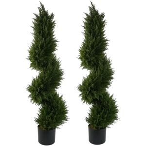 Leaf 120cm Pair Of Spiral Cypress Tree Artificial Topiary - Artificial Topiary Tree Leaf 120cm Pair Of Spiral Cypress Tree Artificial Topiary - Artificial Topiary Tree