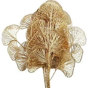 Gold Plastic Leaves Pack of 6 - Flower Decoration Gold Plastic Leaves Pack of 6 - Flower Decoration