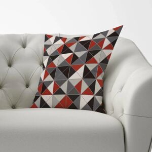 WRT Ltd Grey Red Triangle Geometric Cushion - 33cm x 48cm WRT Ltd Grey Red Triangle Geometric Cushion - 33cm x 48cm