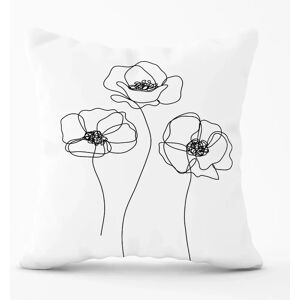 WRT Ltd - Monochrome Line Drawn Poppies - Outdoor Cushion WRT Ltd - Monochrome Line Drawn Poppies - Outdoor Cushion