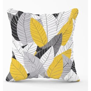 WRT Ltd - Yellow Grey Feather Leaves - 60x60 - Outdoor Cushion WRT Ltd - Yellow Grey Feather Leaves - 60x60 - Outdoor Cushion