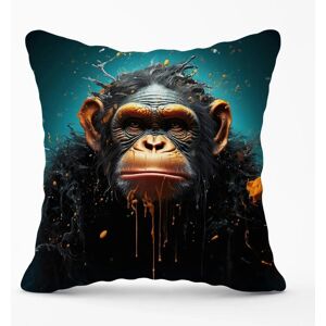 WRT Ltd - Monkey Face Splashart - Blue - 60x60 cm - Cushion WRT Ltd - Monkey Face Splashart - Blue - 60x60 cm - Cushion