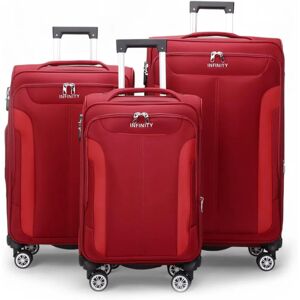Infinity Luggage Red 3-Piece Soft Shell Suitcase Set - Travel Light Infinity Luggage Red 3-Piece Soft Shell Suitcase Set - Travel Light