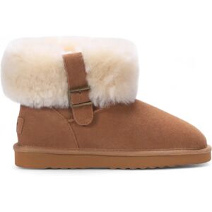 Infinity Leather Women's Sheepskin Suede Ankle Bootie - Tan Winter Boots Infinity Leather Women's Sheepskin Suede Ankle Bootie - Tan Winter Boots