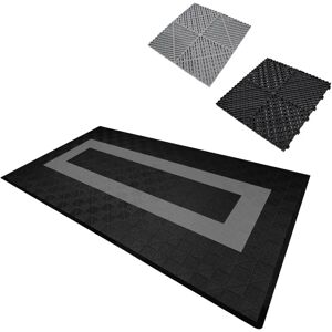 MonsterShop Vented Garage Floor Tiles - Black, Grey, Edges - 19.2 m² MonsterShop Vented Garage Floor Tiles - Black, Grey, Edges - 19.2 m²