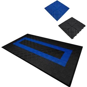 MonsterShop Vented Garage Floor Tiles - Black, Blue, Edges - 19.2 m² MonsterShop Vented Garage Floor Tiles - Black, Blue, Edges - 19.2 m²
