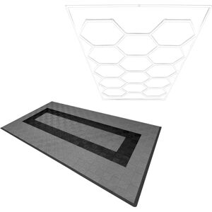 MonsterShop Hexagon LED Light & Vented Garage Floor Tiles - 90 Grey & 30 Black MonsterShop Hexagon LED Light & Vented Garage Floor Tiles - 90 Grey & 30 Black