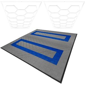 MonsterShop Grey Blue Ventilated Garage Tiles LED Lights - Garage Floor Tiles MonsterShop Grey Blue Ventilated Garage Tiles LED Lights - Garage Floor Tiles