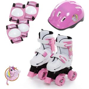 Rexco Unicorn Quad Skates Kids Roller Boots Pads Helmet Set - Kids Size 9-12 Rexco Unicorn Quad Skates Kids Roller Boots Pads Helmet Set - Kids Size 9-12
