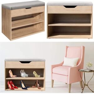Gr8 Home Wooden Ottoman Shoes Storage Rack Bench Padded Grey Seat Cabinet Stand - Shoe Storage Bench Gr8 Home Wooden Ottoman Shoes Storage Rack Bench Padded Grey Seat Cabinet Stand - Shoe Storage Bench