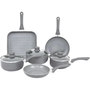 Gr8 Home Aluminium 9 Pc Grey Marble Non Stick Pan Set - Cookware Set Gr8 Home Aluminium 9 Pc Grey Marble Non Stick Pan Set - Cookware Set
