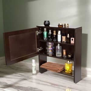 Gr8 Home - Bathroom Wall Cabinet - Brown - Wood - Storage Cabinet Gr8 Home - Bathroom Wall Cabinet - Brown - Wood - Storage Cabinet