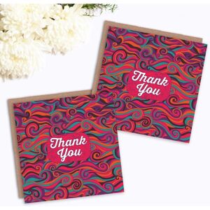 Artery8 - Thank You Cards Swirly Pattern Multicoloured Funcky Set - red - One Size - Greeting Cards Artery8 - Thank You Cards Swirly Pattern Multicoloured Funcky Set - red - One Size - Greeting Cards