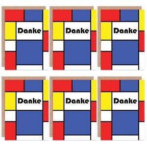 Artery8 - Danke Mondrian Style - Pack of 6 - Greeting Cards Artery8 - Danke Mondrian Style - Pack of 6 - Greeting Cards