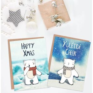 Artery8 - Polar Bears Snow Scene - Blue - Blank Greeting Cards Artery8 - Polar Bears Snow Scene - Blue - Blank Greeting Cards